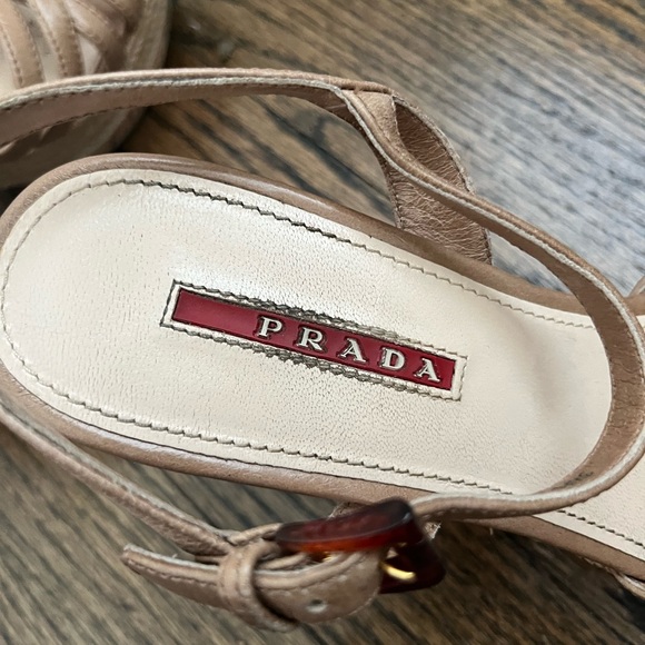 Prada Womens Strappy Nude Leather Cork Wedge Sandals. US size 6.5 - Picture 8 of 11